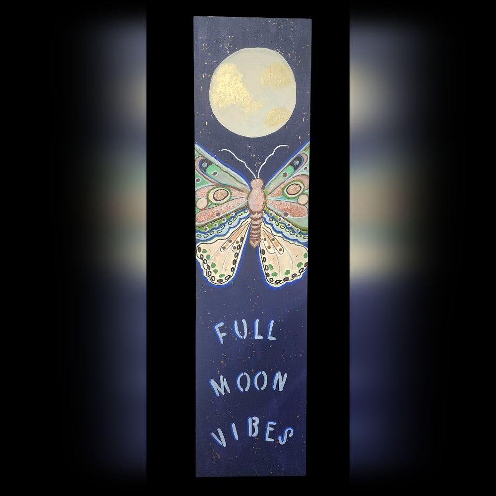 Full Moon Vibes Hand-Painted Wood Art - Picture 2 of 2